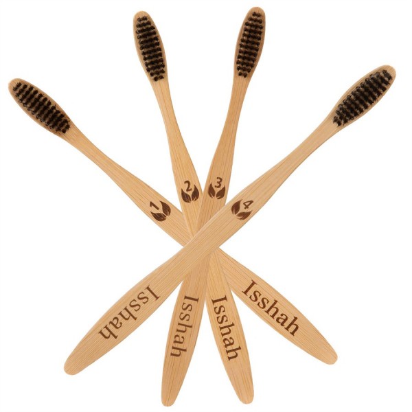 Biodegradable Eco-Friendly Natural Bamboo Charcoal Toothbrush - Pack Of 4 