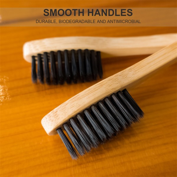 Isshah Biodegradable Eco-Friendly Natural Compostable Bamboo Toothbrush - Pack Of 8