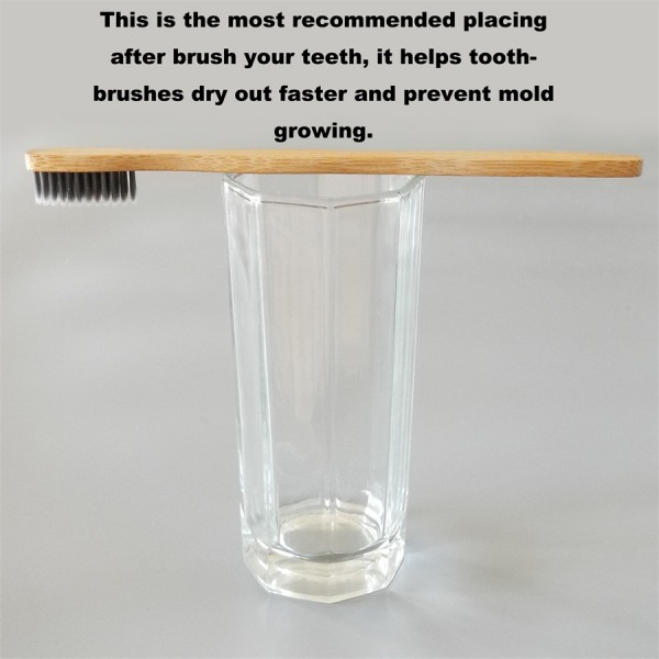 Isshah Biodegradable Organic Charcoal Infused BPA Free Bristles Natural Bamboo Toothbrush, Pack of 8