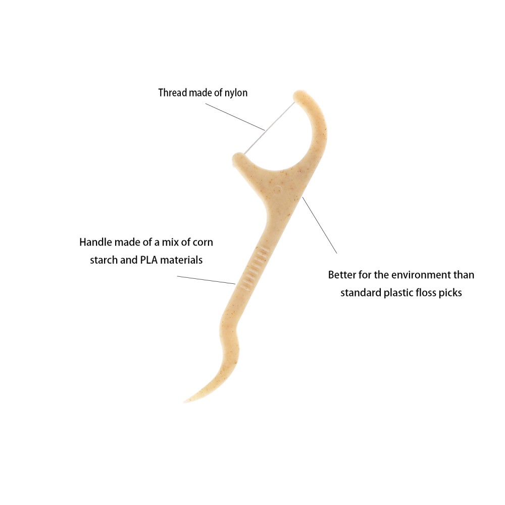 Natural Dental Floss Picks 200 Count BPA Free, Vegan, Sustainable